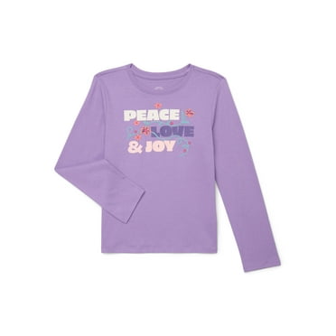 Wonder Nation Girls Embellished Tee with Long Sleeves, Sizes 4-18 & Plus