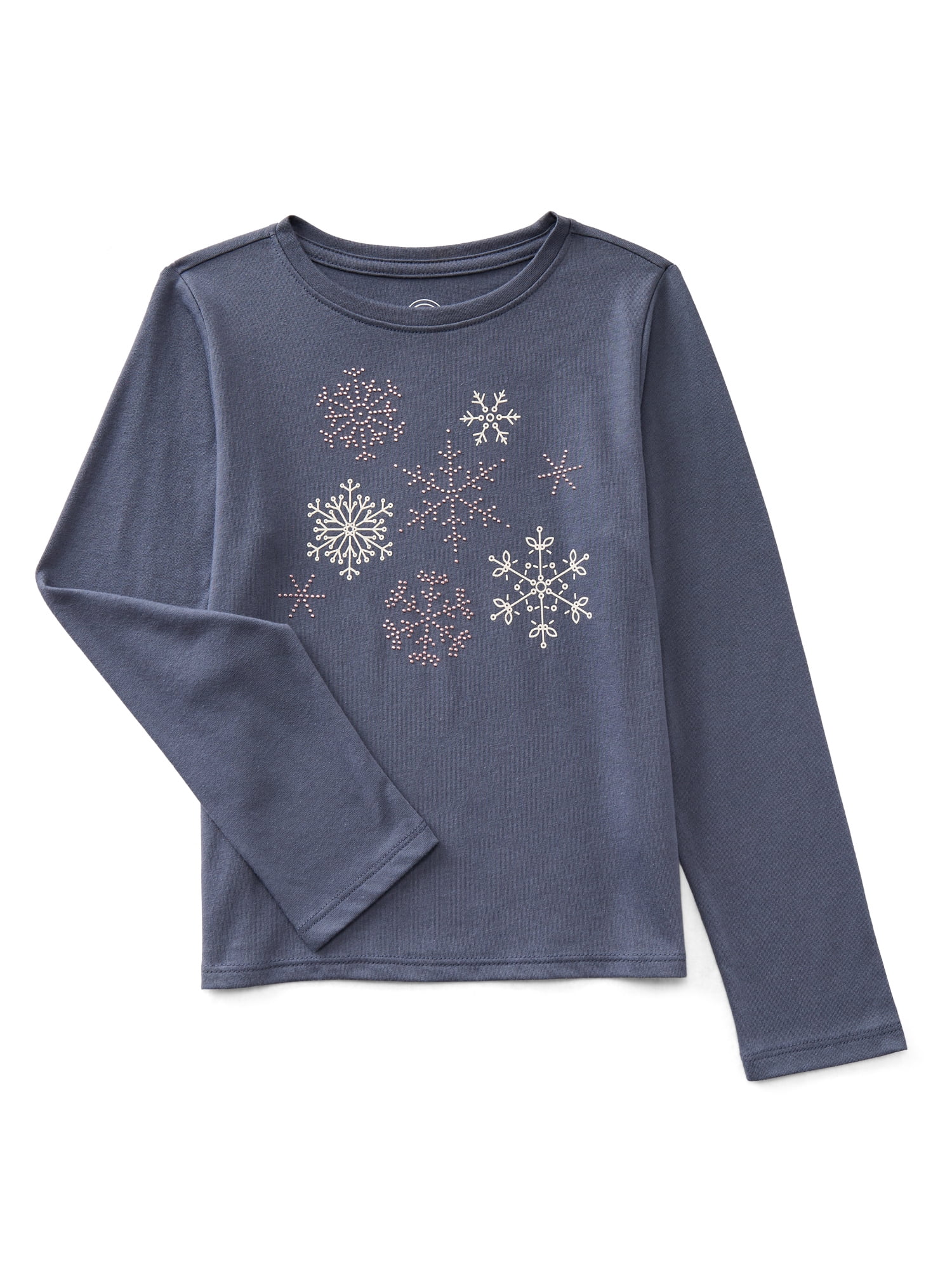 Wonder Nation Girls Embellished Tee with Long Sleeves, Sizes 4-18 & Plus