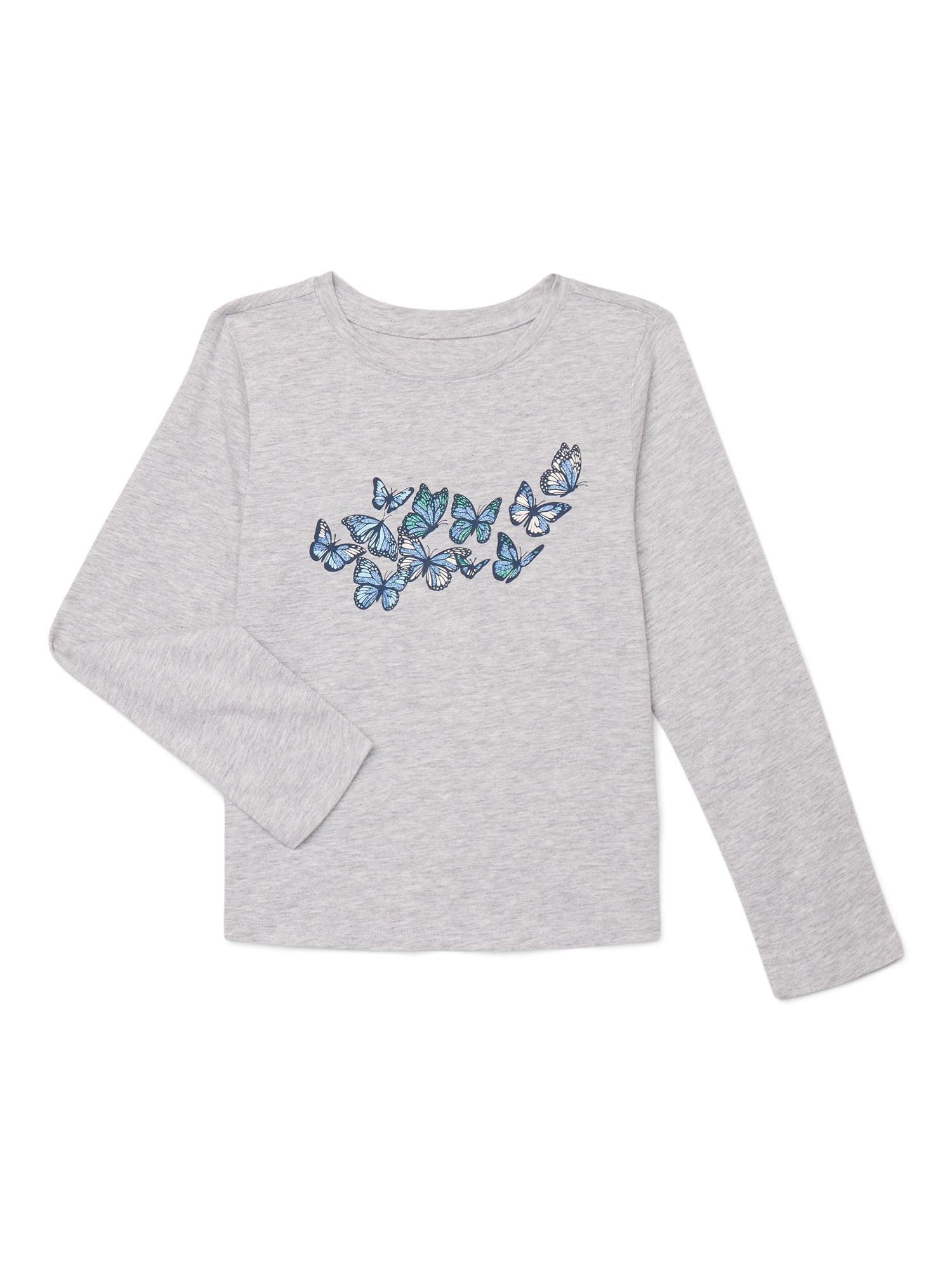 Wonder Nation Girls Embellished Tee with Long Sleeves, Sizes 4-18 & Plus