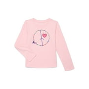 WONDER NATION Girls Embellished Tee with Long Sleeves, Sizes 4-18 & Plus