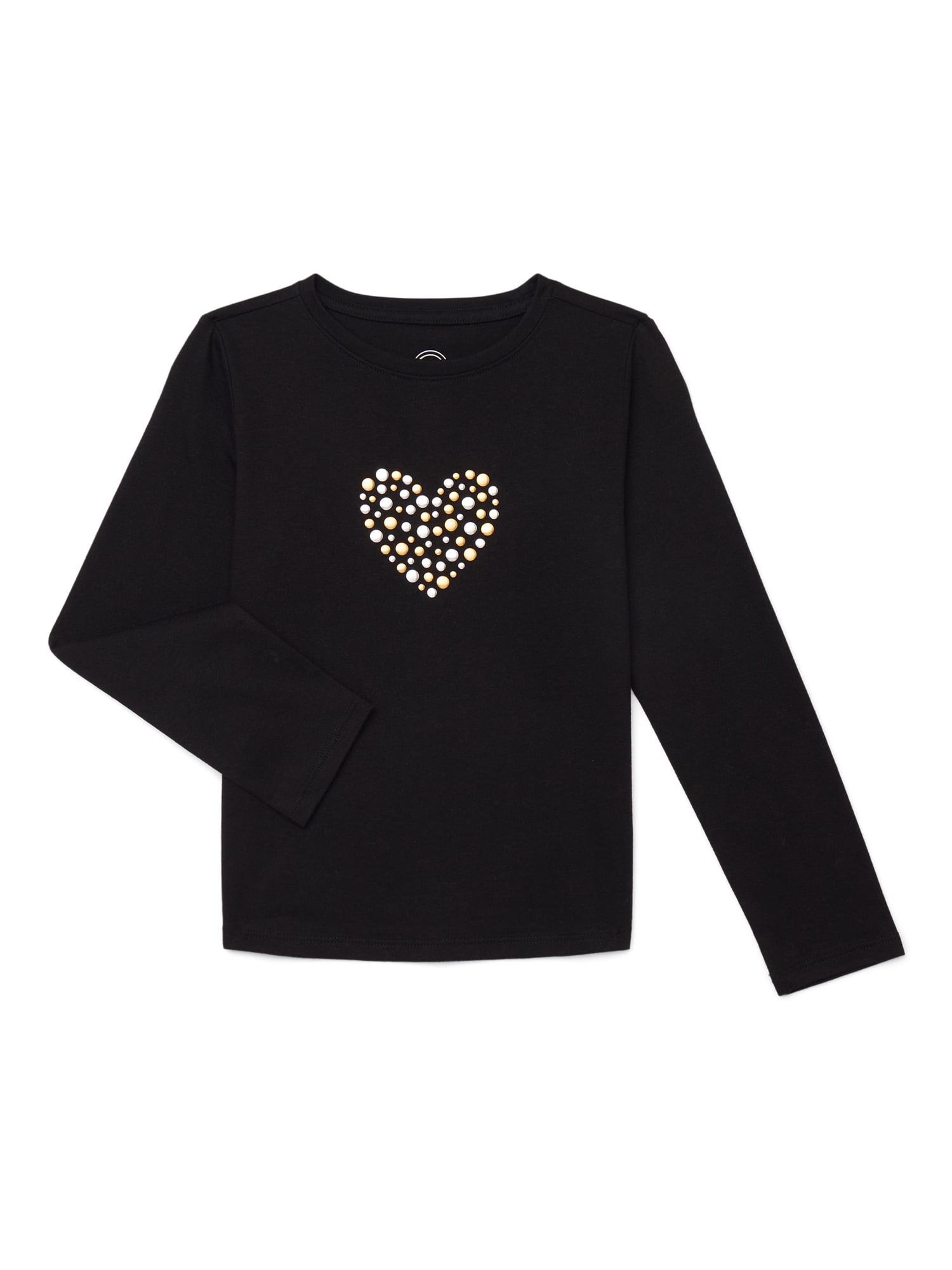 Wonder Nation Girls Embellished Tee with Long Sleeves, Sizes 4-18 & Plus