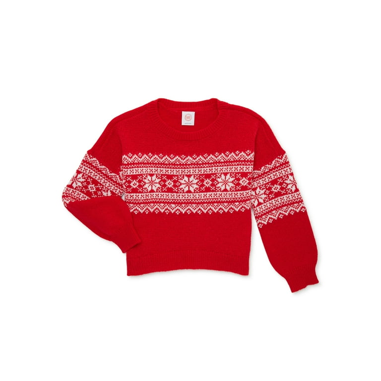 Wonder Nation Girls Long Sleeve Fair Isle Sweater Sizes 4 18