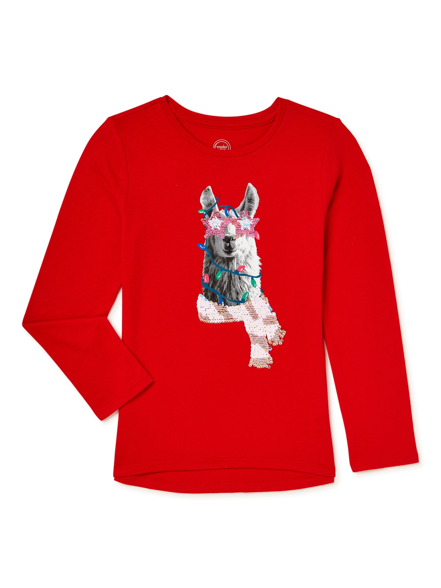 Wonder Nation Girls Long Sleeve Flip Sequin T Shirt Sizes 4 18 Plus Walmart