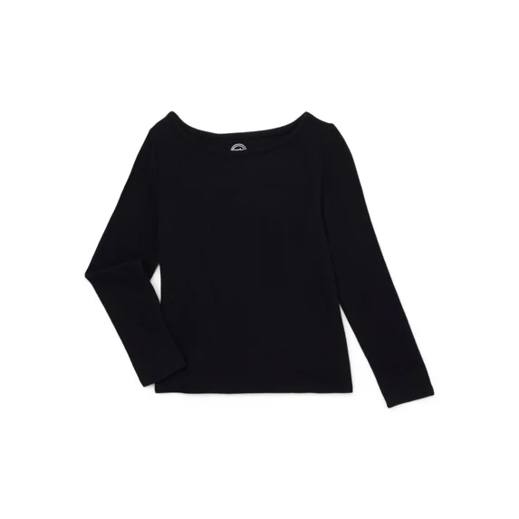 Wonder Nation Girls Long Sleeve Hacci Top, Sizes 4-18 & Plus