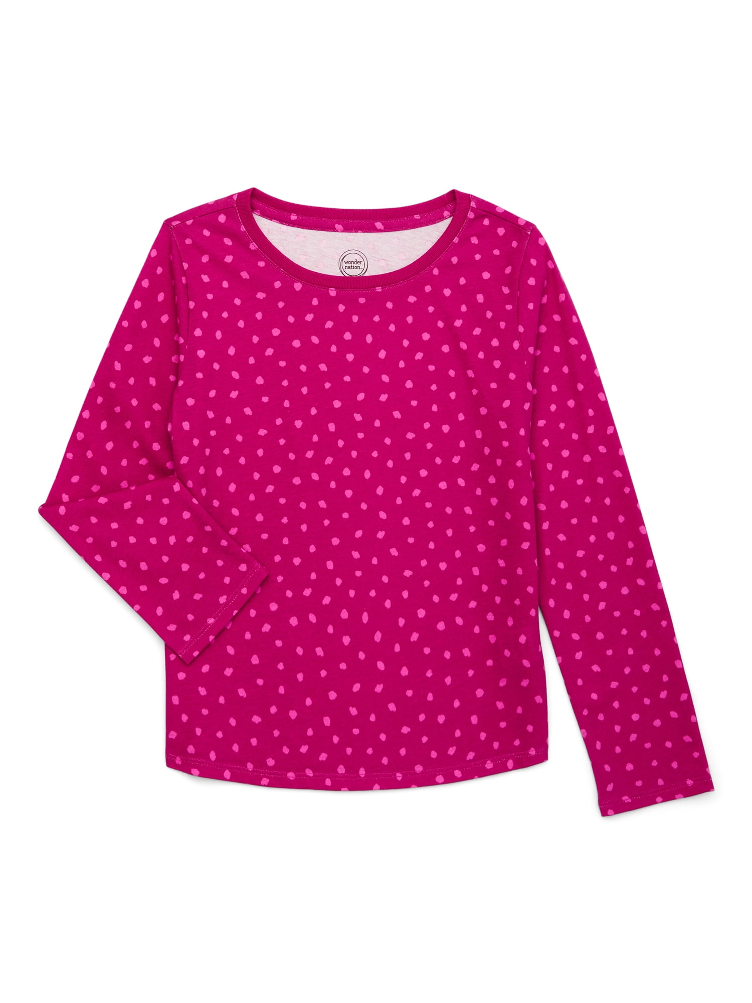 Wonder Nation Girls Kid Tough Tee - Long Sleeve Cotton Shirt