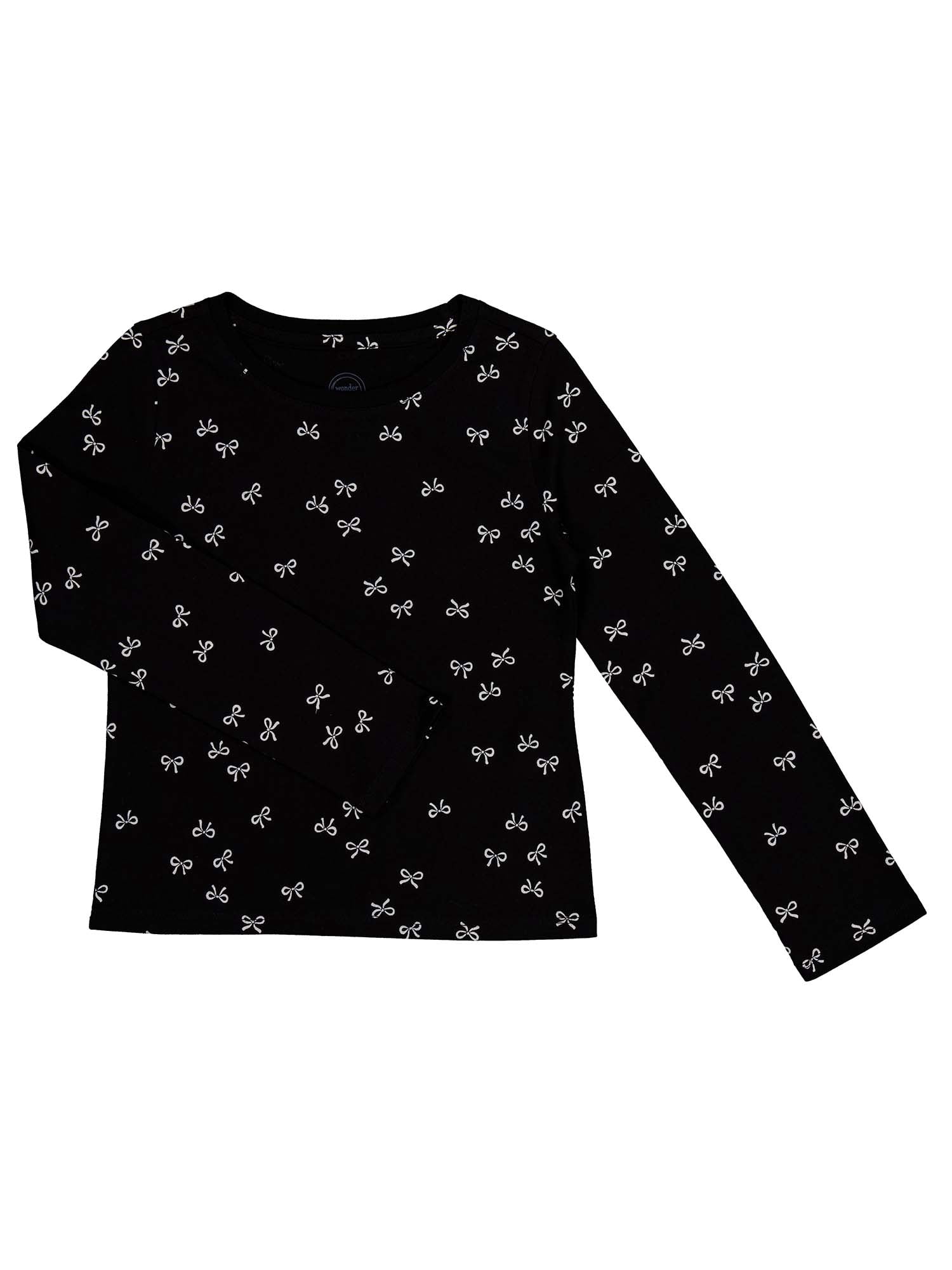 Wonder Nation Girls Long Sleeve Kid Tough T-Shirt, Sizes 4-18 & Plus