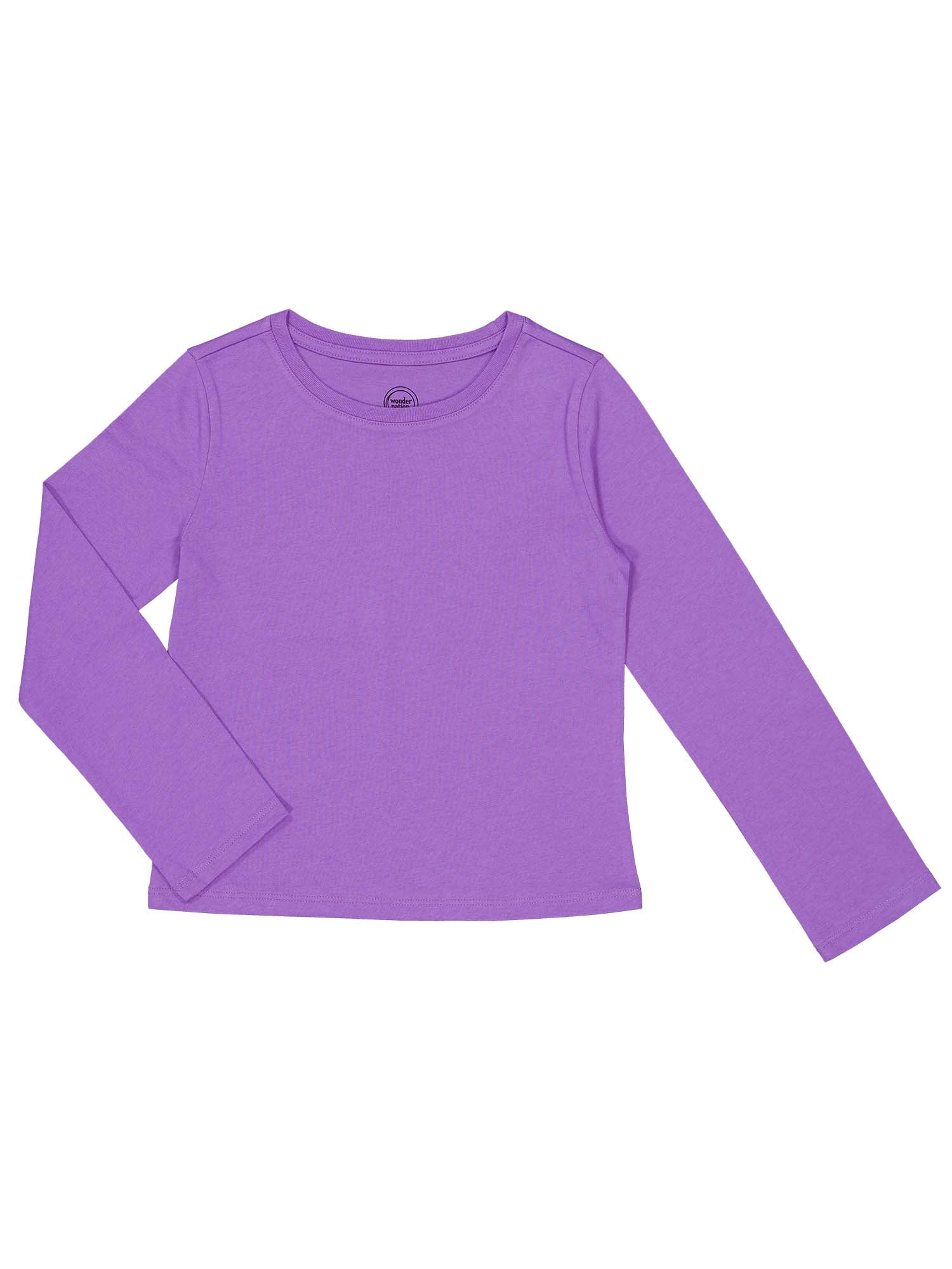Wonder Nation Girls Long Sleeve Kid Tough T-Shirt, Sizes 4-18 & Plus