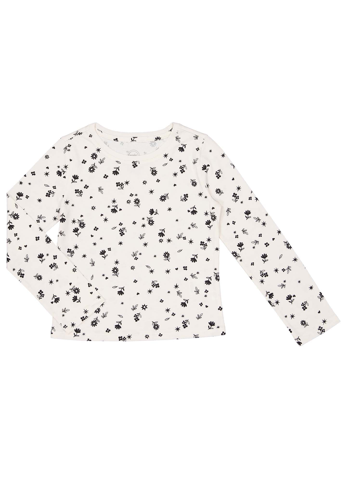 Wonder Nation Girls Long Sleeve Kid Tough T-Shirt, Sizes 4-18 & Plus
