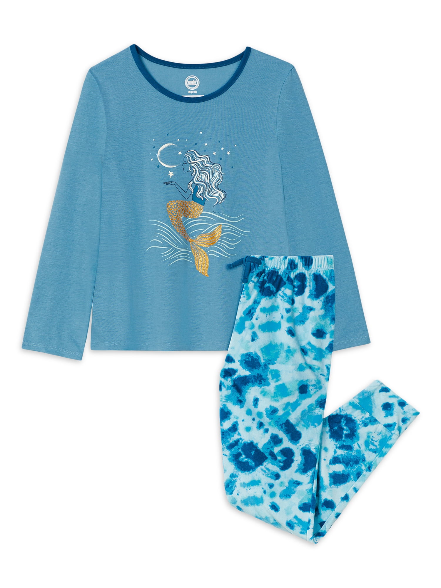 Wonder Nation Girls Long Sleeve Pajama Set, 2-Piece, Sizes 4-18 & Plus ...