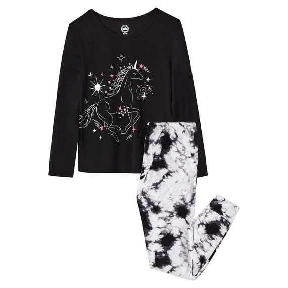 Wonder Nation Girls Long Sleeve Pajama Set, 2-Piece
