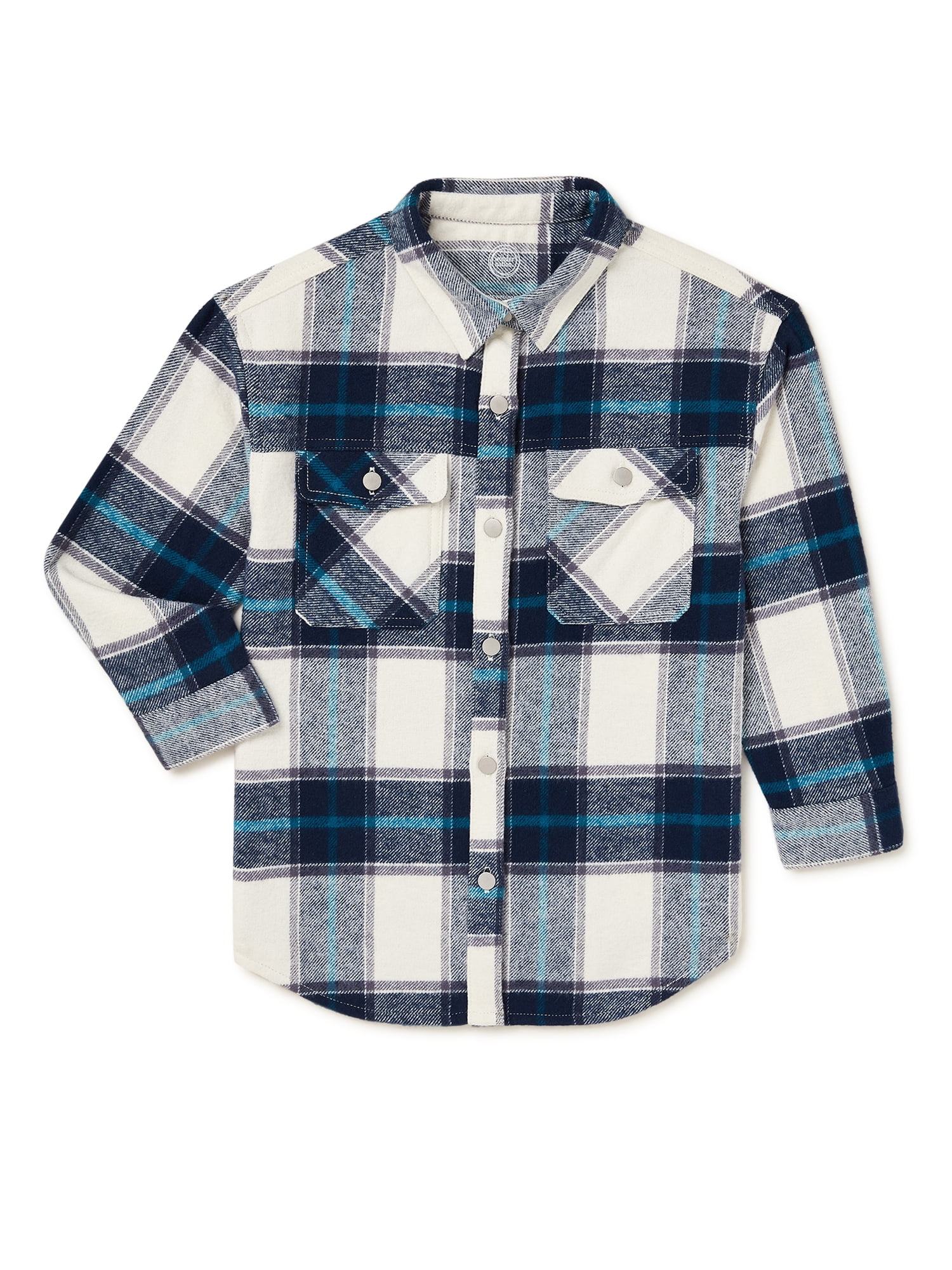 Wonder Nation Girls' Long Sleeve Plaid Shirt Jacket, Sizes 4-18 & Plus