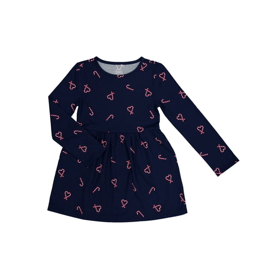 Wonder Nation Girls Long Sleeve Play Dress, Sizes 4-18 & Plus