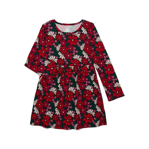 Wonder Nation Girls Long Sleeve Play Dress, Sizes 4-18 & Plus