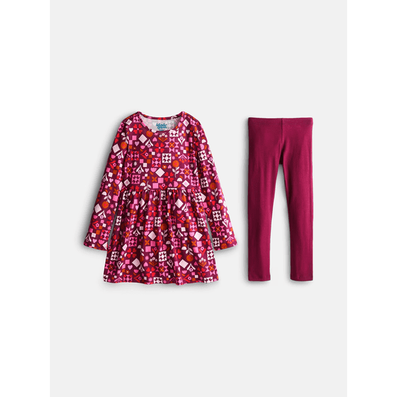 Wonder Nation Girls Long Sleeve Play Dress and Legging Set, Sizes 4-18 & Plus