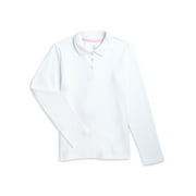 WONDER NATION Girls Long Sleeve Polo Shirt, Sizes XS-XXL