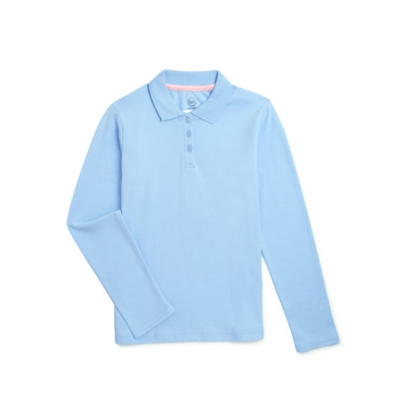 Wonder Nation Girls Long Sleeve Polo Shirt, Sizes XS-XXL