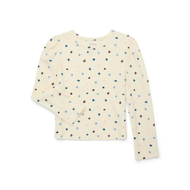 Wonder Nation Girls Long Sleeve Puff Top, Sizes 4-18 & Plus