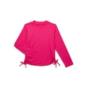 Wonder Nation Girls Long Sleeve Rash Guard with Side Tie and UPF 50+, Sizes 4-18 & Plus
