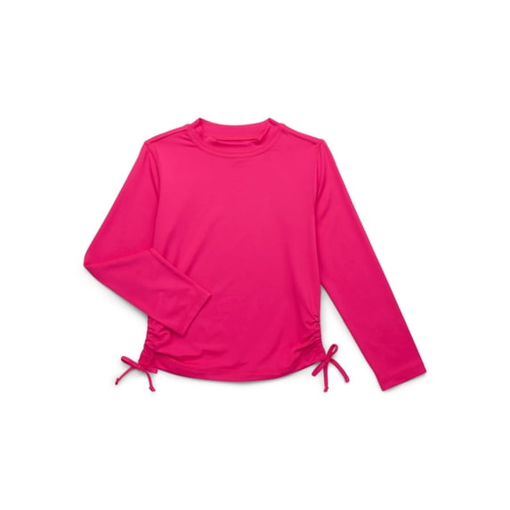 Wonder Nation Girls Long Sleeve Rash Guard with Side Tie and UPF 50+, Sizes 4-18 & Plus