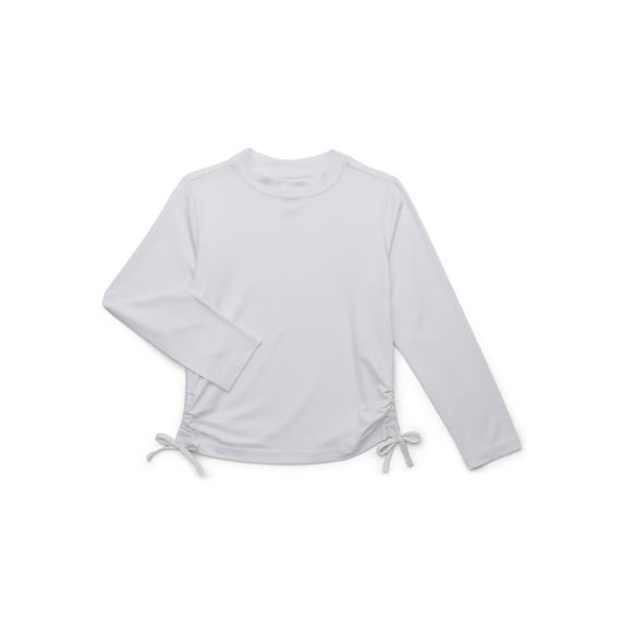 Wonder Nation Girls Long Sleeve Rash Guard with Side Tie and UPF 50+, Sizes 4-18 & Plus