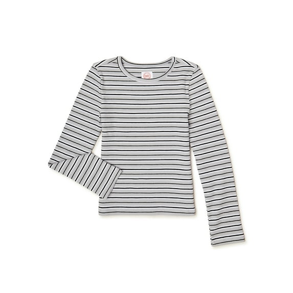 Wonder Nation Girls Long Sleeve Ribbed T-Shirt, Sizes 4-18 & Plus