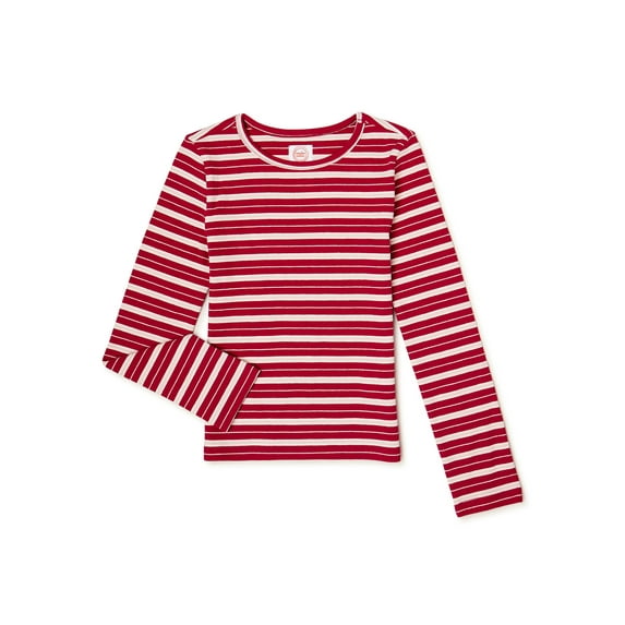 Wonder Nation Girls Long Sleeve Ribbed T-Shirt, Sizes 4-18 & Plus