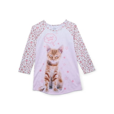 Wonder Nation Girls Long Sleeve Sleep Gown Pajama, Sizes 4-18 & Plus