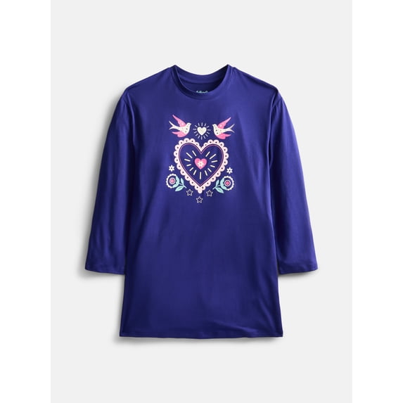 Wonder Nation Girls Long Sleeve Sleep Gown, Sizes 4-18