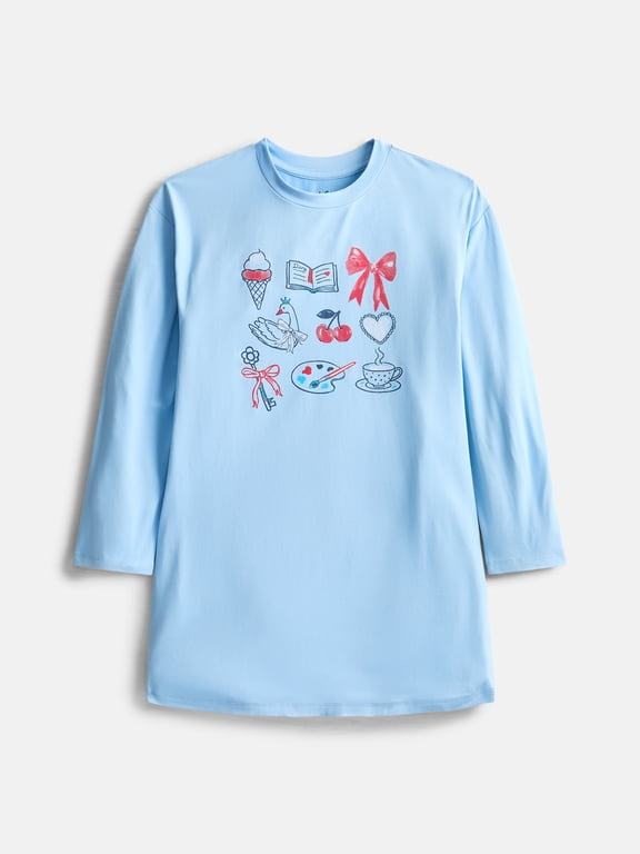 Girls Long Sleeve Sleep Gown, Sizes 4-18