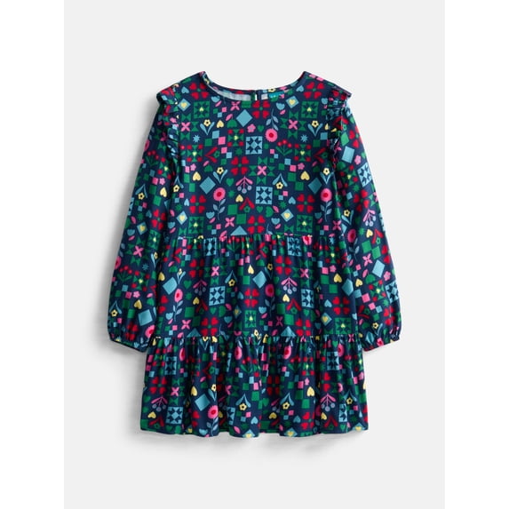 Wonder Nation Girls Tiered Dress with Long Sleeves, Sizes 4-18 & Plus