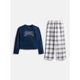 thumbnail image 1 of Wonder Nation Girls Long Sleeve Top and Flannel Pants, 2-Piece Pajama Set, Sizes 4-18, 1 of 3