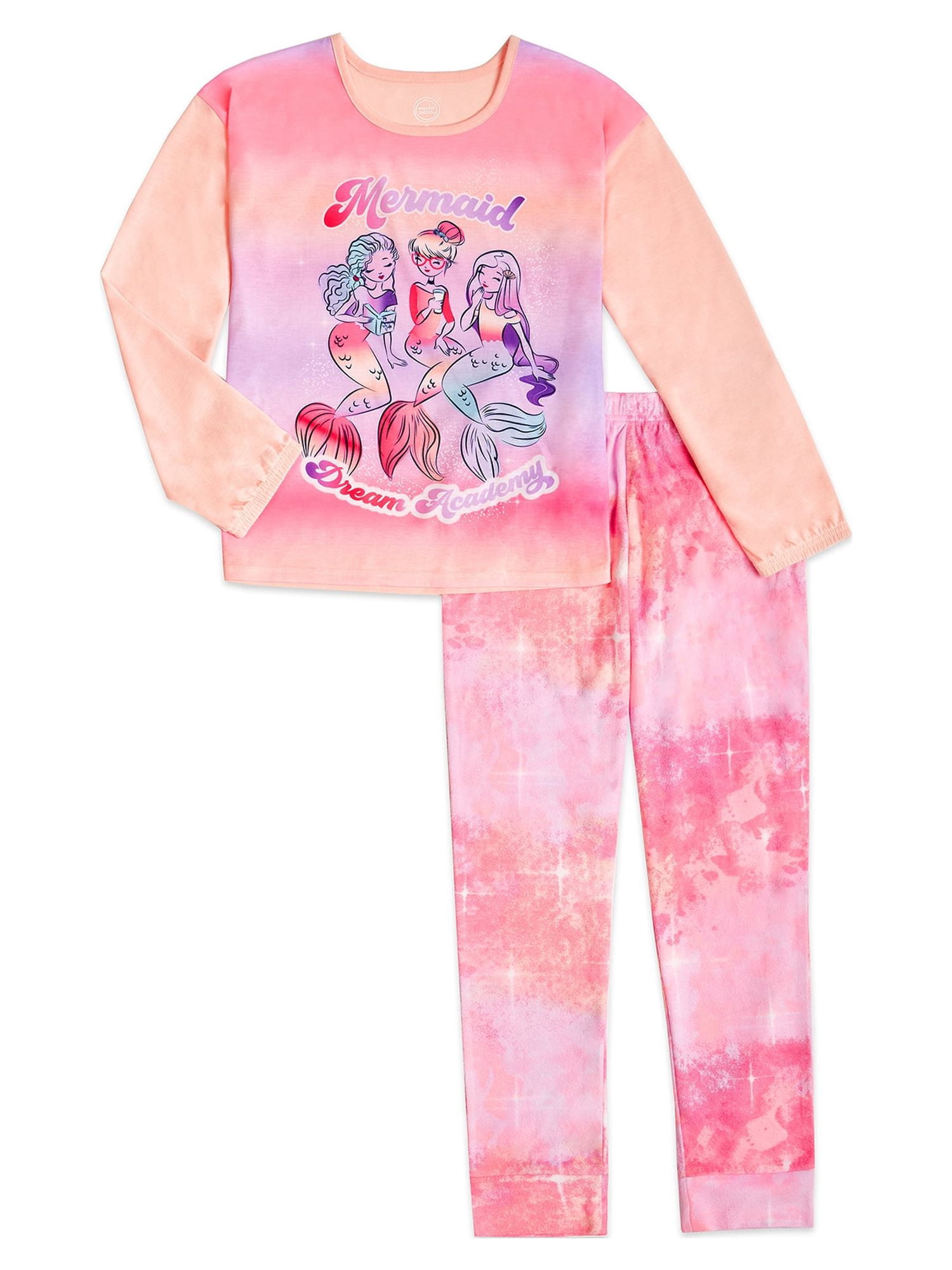 Wonder Nation Girls' Long Sleeve Top and Joggers Pajama Set, 2-Piece, Sizes 4-18 & Plus