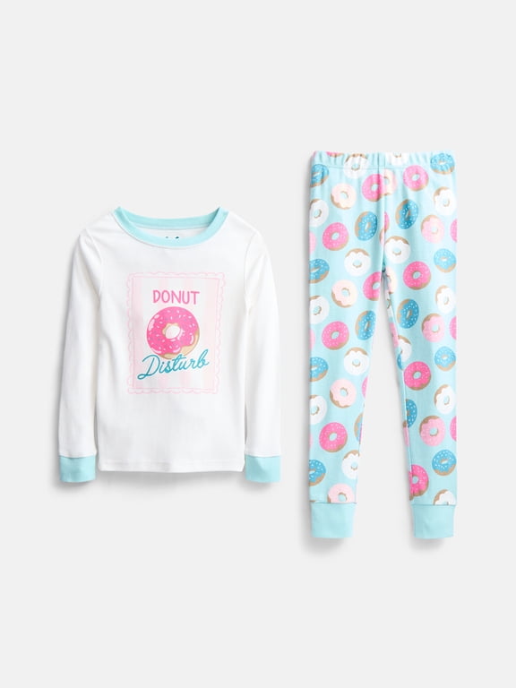 Girls' Snug Fit Cotton Pajama Top and Pants Set, 2-Piece, Sizes 4-10