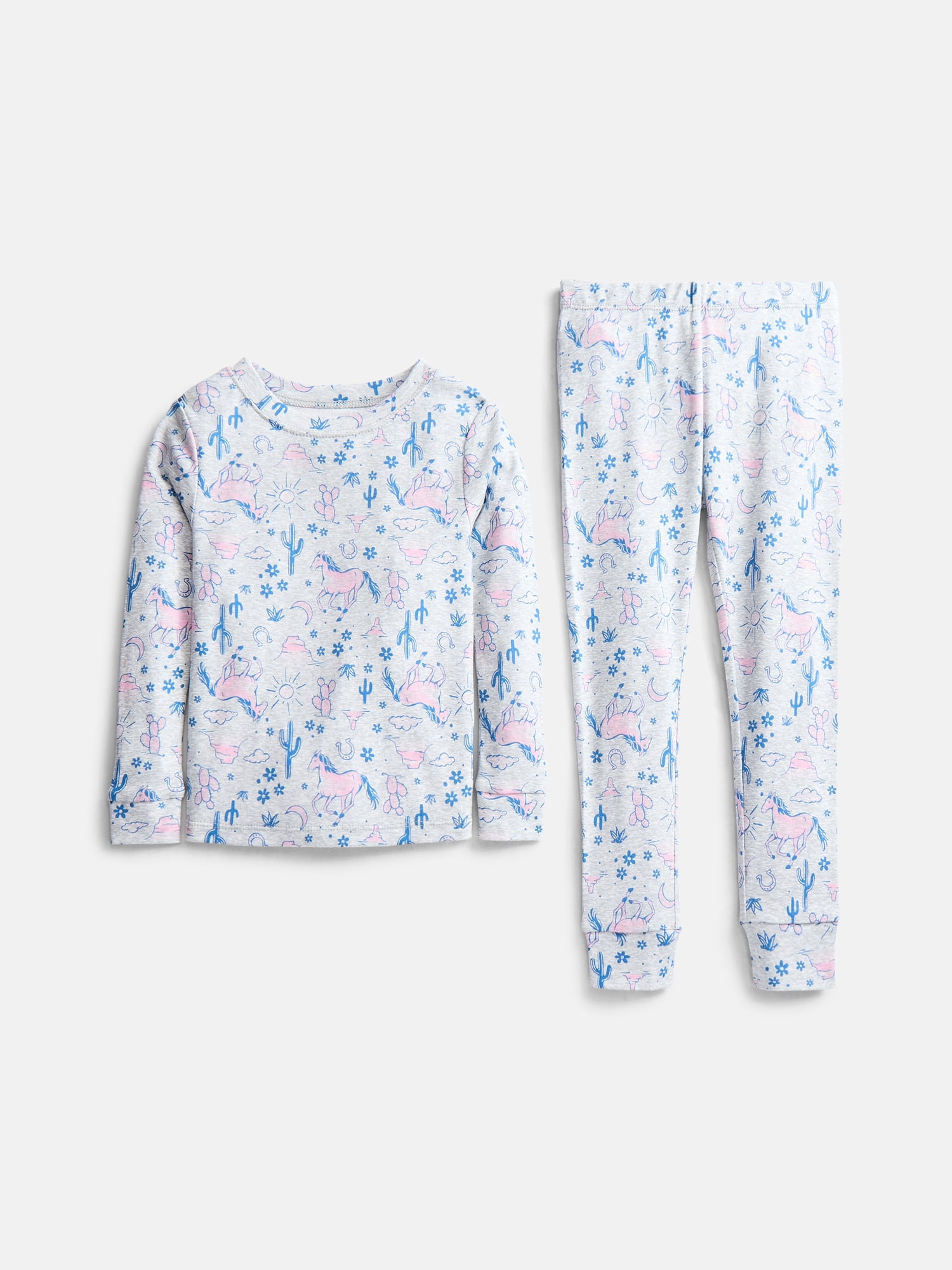 Wonder Nation Girls' Snug Fit Cotton Pajama Top and Pants Set, 2-Piece, Sizes 4-10