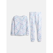 Wonder Nation Girls' Snug Fit Cotton Pajama Top and Pants Set, 2-Piece, Sizes 4-10