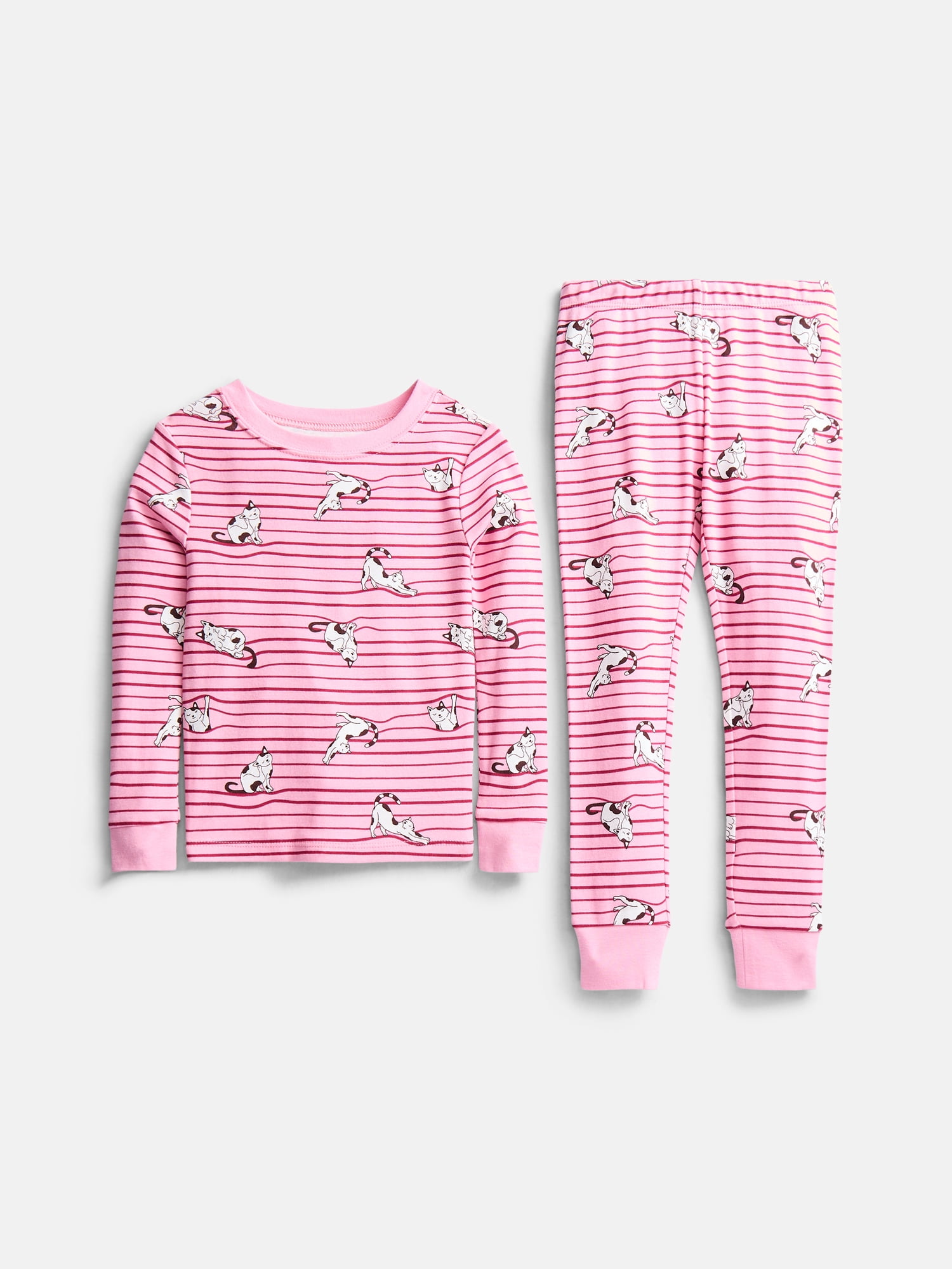 Wonder Nation Girls' Snug Fit Cotton Pajama Top and Pants Set, 2-Piece, Sizes 4-10