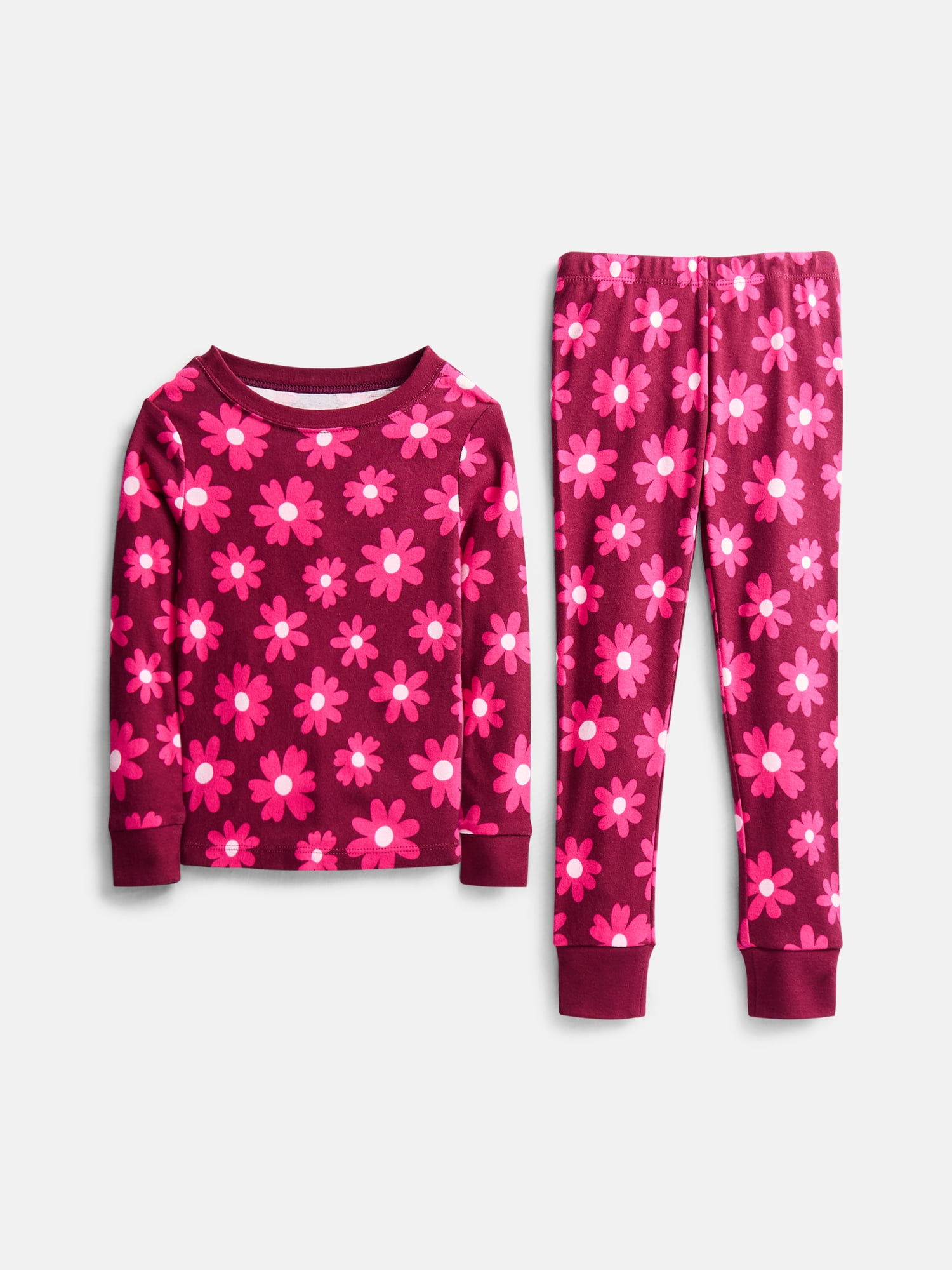 Wonder Nation Girls' Snug Fit Cotton Pajama Top and Pants Set, 2-Piece, Sizes 4-10