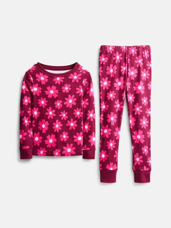 Girls' Snug Fit Cotton Pajama Top and Pants Set, 2-Piece, Sizes 4-10