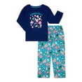 thumbnail image 1 of Wonder Nation Girls Long Sleeve Top and Wide Leg Pant Pajama Set, 2-Piece, Sizes 4-18 & Plus, 1 of 3