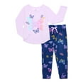 thumbnail image 1 of Wonder Nation Girls Long Sleeve Top with Jogger Pants, 2-Piece Pajama Sleep Set, Sizes 4-16 Plus, 1 of 3