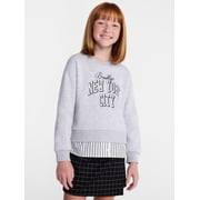 Wonder Nation Girls Double Top with Long Sleeves, Sizes 4-18 & Plus