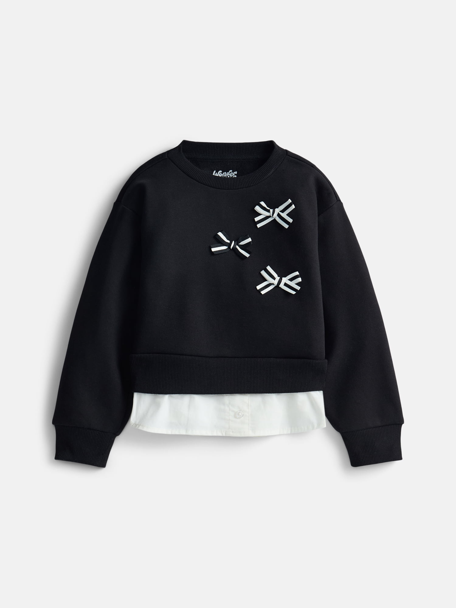Wonder Nation Girls Double Top with Long Sleeves, Sizes 4-18 & Plus