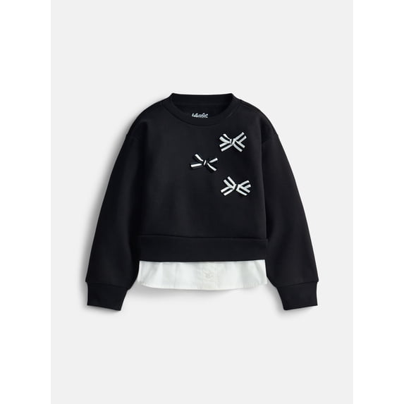 Wonder Nation Girls Double Top with Long Sleeves, Sizes 4-18 & Plus