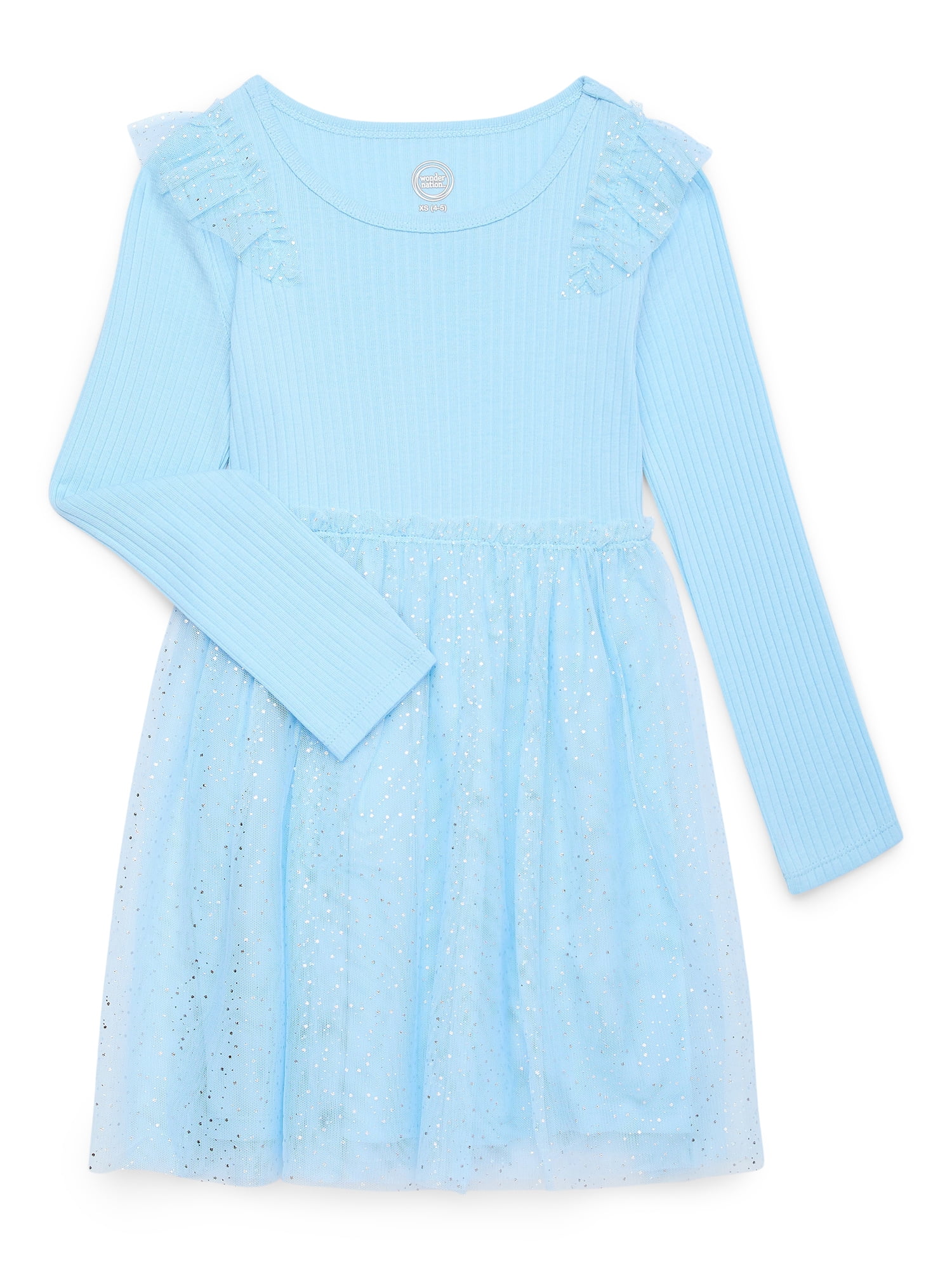 Wonder Nation Girls Long Sleeve Tutu Dress, Sizes 4-18 & Plus