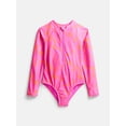 thumbnail image 1 of Wonder Nation Girls Zip Rash Guard Swimsuit with Long Sleeves, Sizes 4-16, 1 of 3