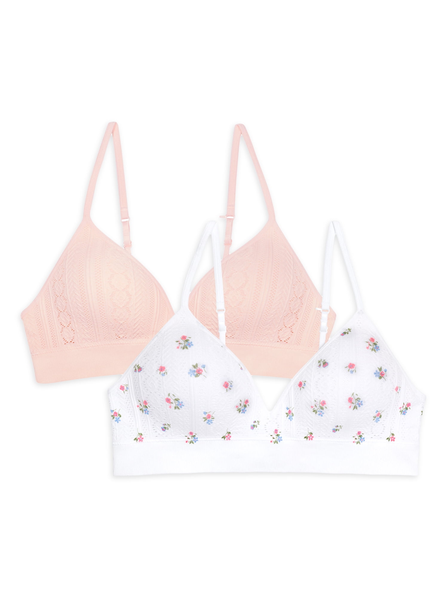 Wonder Nation Girls Longline Bra 2-Pack Seamless Training Bras