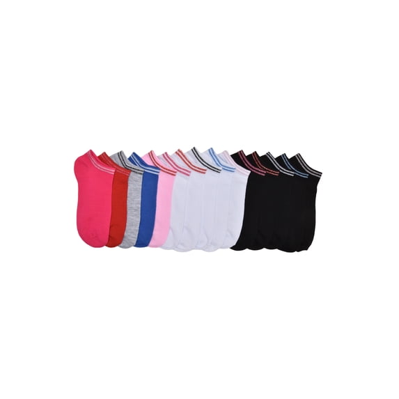Wonder Nation Girls Lurex No-Show Socks, 15-pack, Size Large (Shoe Size 4-10)