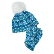 Wonder Nation Girls Microfleece Pom Pom Hat and Gloves Set, 2 Piece, OSFM