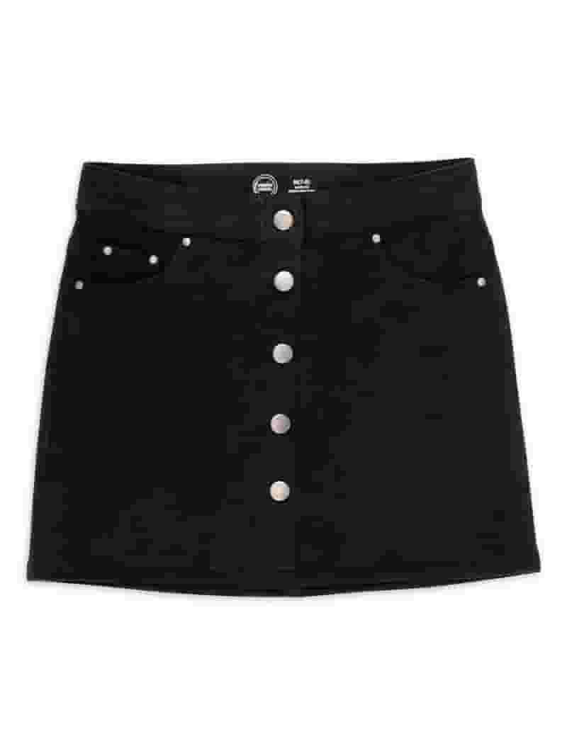 【WONDER WONDER】Fuzzy High Teen Black Pleats Skirt Wonder Nation Girls Mid-Rise Faux Suede Skirt, Sizes 4-18