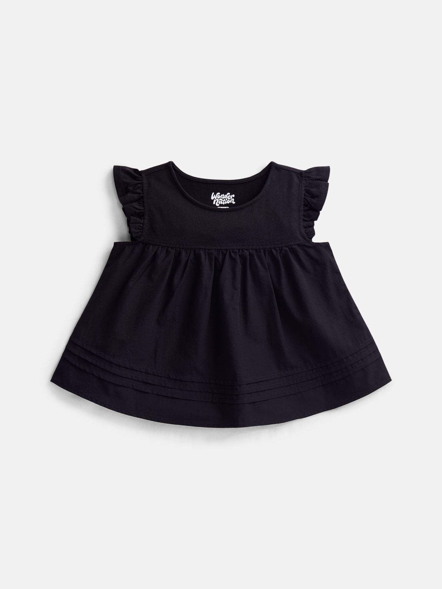 Wonder Nation Girls Peplum Hem Cotton Top with Flutter Sleeves, Sizes 4-18